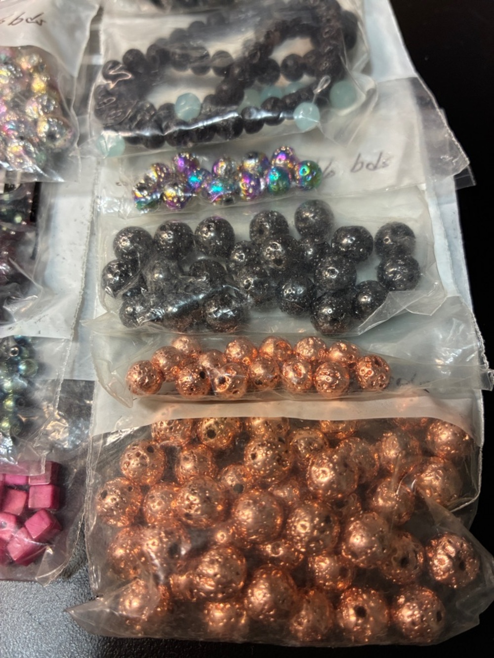Mixed 1# Assorted Natural unique Bead Lot in Blue, Green, Black, Copper, Pink - Picture 8 of 16